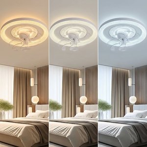 Lámpara de Techo LED Ovalada Elegante con Textura de Cristal Brillante y Ventilador Silencioso Integrado para Decoración de Dormitorios de Alta Gama - Product Image 2