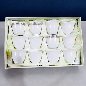 Custom Middle East Traditional 80ml 110ml Small Ceramic Porcelain Qahwa Kahwa Cawa <strong>Tea</strong> Coffee <strong>Cups</strong> 12pcs Set - Product Image 1