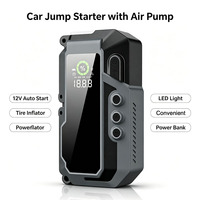 Démarreur de voiture avec pompe à air 12V 1200A, gonfleur de pneus portable, batterie externe pour démarrage d'urgence automobile