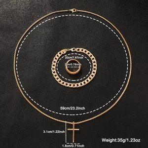 Ensemble <span class=keywords><strong>Montre</strong></span> à Quartz en Acier et <span class=keywords><strong>Bracelet</strong></span> en Alliage d'Or pour <span class=keywords><strong>Homme</strong></span> avec Collier et Bague - Cadeau d'Anniversaire pour Lui - Product Image 5