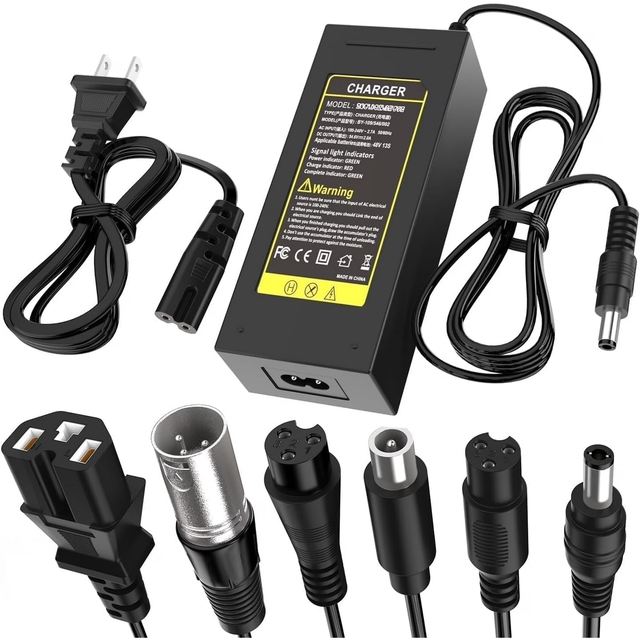 CE FCC Rohs Listed 54.6V 2A Fast Charger 5 in 1 Plugs Universal for 48V 13S Lithium Batteries 48V Li-ion Battery Charger