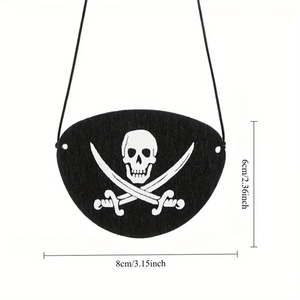 Maschera Nera in Feltro Morbido e Resistente per <span class=keywords><strong>Capitano</strong></span> con Un Occhio, per Feste a Tema Natale e Halloween, Benda per Occhio da Pirata - Product Image 2