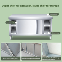 Station de travail compacte en acier inoxydable, gain de place, avec porte coulissante et table de préparation amovible, idéale pour les food trucks