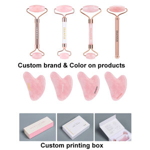 ナチュラルブルードットジャスパージェードローラーローズクォーツ目フェイシャルスキンマッサージャー老化しわと腫れ治療 - Product Image 6