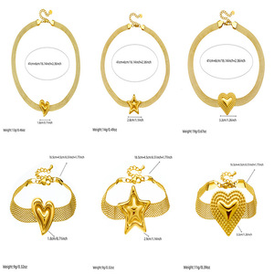 Women's Stainless Steel Gold Plated Heart Mesh Necklace <b>Bracelet</b> <b>Set</b> Fashion Jewelry Gift - Product Image 4