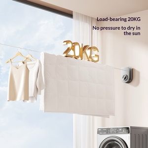 Corde <span class=keywords><strong>à</strong></span> <span class=keywords><strong>linge</strong></span> rétractable robuste 20 kg, sans perçage, fixation murale, en ABS et acier inoxydable, invisible, pour intérieur et <span class=keywords><strong>extérieur</strong></span> - Product Image 3