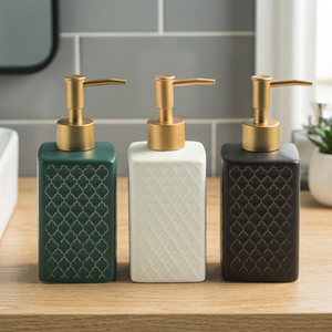 Dispensador de Jabón Desinfectante de Manos, Juego de Seis Piezas, Cerámica Blanca, Moderno, Portátil, para Baño, Spray ZF Global, Venta al Por Mayor - Product Image 3