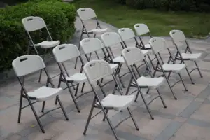 Kiralama toptan açık kokteyl bistro yüksek yükseklik beyaz plastik katlanır bar sandalyesi