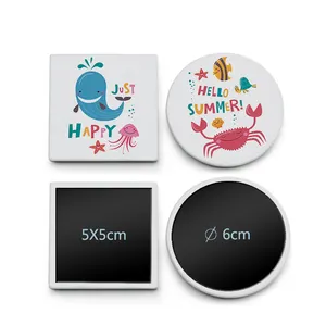 Round Ceramic Fridge Magnet UV print Customize Square Fridge Magnet Tile Blank for Print Factory