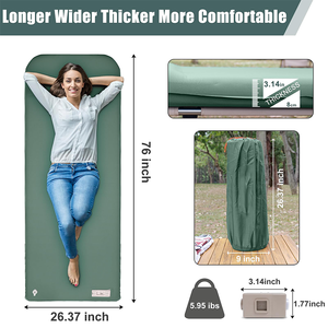 Matelas de couchage auto-gonflant pour l'extérieur, matelas gonflable en <span class=keywords><strong>mousse</strong></span> ultra-épaisse et rapide avec oreiller - Product Image 2