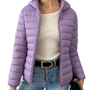 Chaqueta Acolchada Ligera con Capucha para <span class=keywords><strong>Mujer</strong></span>, Ropa de Abrigo de Invierno Acolchada de Poliéster Tejido para Uso Diario Informal - Product Image 6