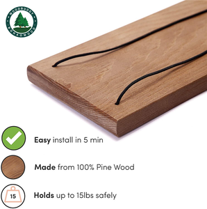 Étagères murales en <span class=keywords><strong>bois</strong></span> de paulownia carbonisé moderne, 400*200*15mm, ensemble de 3 pièces pour l'affichage et le rangement flottants - Product Image 5