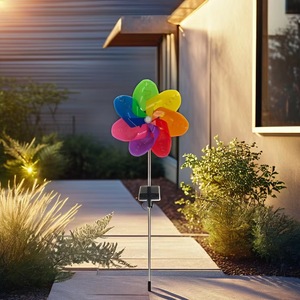 Plástico projetado Lawn Solar <span class=keywords><strong>Windmill</strong></span> luz jardim ornamento decoração levou luzes para exterior