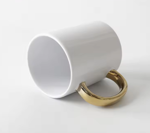 Mug en céramique à sublimation de 11 oz avec poignée dorée, personnalisable, vente en gros - Product Image 4