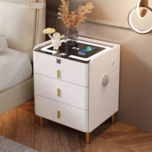 Table de <span class=keywords><strong>Chevet</strong></span> Multifonctionnelle de Luxe en Bois Massif au Design Minimaliste Moderne, Meuble de Chambre Intelligent et Tendance - Product Image 2