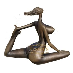 Sculpture de femme corpulente en yoga grandeur <span class=keywords><strong>nature</strong></span>, bronze naturel, statues d'art de femme nue corpulente pour décoration intérieure - Product Image 3