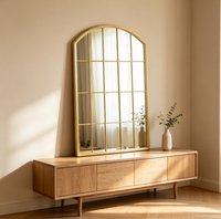 Miroir de fenêtre de style européen personnalisé, décoration murale pour hôtel, miroir de fenêtre en fer forgé à suspendre au mur
