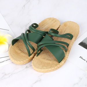Sandales <span class=keywords><strong>en</strong></span> jonc de mer pour femmes, chaussures plates <span class=keywords><strong>en</strong></span> paille, pantoufles écologiques, vente <span class=keywords><strong>en</strong></span> gros - Product Image 2