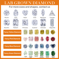 Inventario de Diamantes de Laboratorio de Color, Amarillo/Rosa/Blanco Fantasía, Varias Formas, Corte Excelente, 1CT/2CT/5CT, Diamantes CVD HPHT