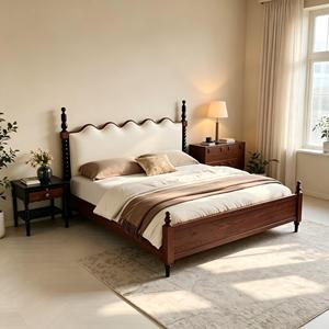 Letto matrimoniale moderno in stile Mid-Century, in legno massello di frassino, ecologico, resistente, di alta qualità, con piattaforma imbottita, per camera da letto. - Product Image 2