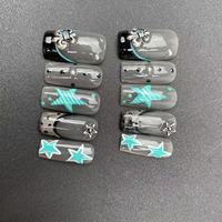 Haute Qualité À La Main À Ongles Long Cercueil Forme Transparent Noir Punk Style Réutilisable Usine En Gros