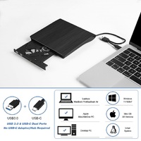 Slim External USB 3.0 DVD/CD Optical Drive Compatible with Windows 11 and PC/Laptop for Desktop Use