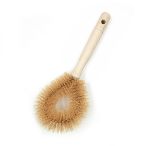Kitchen Wooden Handle Pot Brush Coconut Bristle Hanging Loop Cleaning Brush For Pots Pans Bowls - Product Image 5