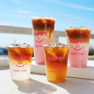 Custom logo 8 12 16 24 oz Disposable <b>Drink</b> Bubble Tea Wholesale Ice Transparent clear Pet Coffee Juice <b>Plastic</b> <b>Cup</b> with Lid - Product Image 1