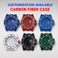 Boîtier de montre de plongée personnalisé en fibre de carbone, modèle CF-002, 40,5x48x13mm, verre saphir, compatible avec le mouvement 3135, bracelet en nylon, pièces de montre