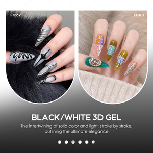 JTING Pro Gel Escultor 3D Blanco y Negro para Uñas, Esmalte de Uñas en Gel Sin Capa Pegajosa con Pincel Fino para Líneas de Polvo Cromado, Salón, Sin HEMA - Product Image 5