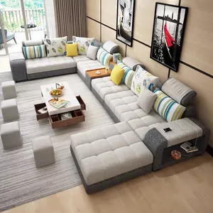 时尚风格大尺寸家居家具7座布艺角沙发CEFS003