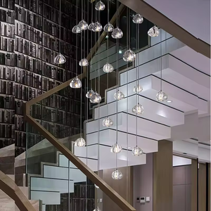 Lámpara de Proyecto de lujo escalera Hotel Foyer gota de lluvia espiral cuentas de cristal cadena araña - Product Image 4