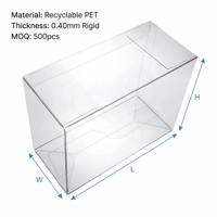 Boîte pliante en plastique transparent avec logo personnalisé, couvercle rabattable, pour cadeaux, papeterie, rangement de rouge à lèvres, emballage écologique en PET recyclé
