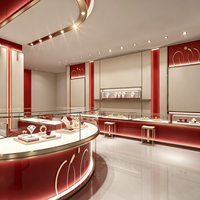 Boutique de bijoux en or rouge et or de luxe, design d'intérieur clé en main