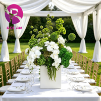 Dekorasi Panggung Acara Bunga Hijau, Buket Pernikahan Hydrangea Buatan, Campanula Pink, Lili, Anthurium, Centerpiece Meja Bunga