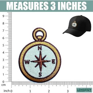 Compass Embroidery Patch 3 Inches Iron On Sew On Travel <b>Applique</b> For Bags Decorative Patch - Product Image 3
