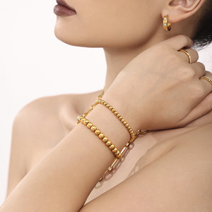 สร้อยข้อมือลูกปัดสแตนเลสสตีลขนาดเล็ก6มม. กำไลลูกปัดชุบหรูหราและหรูหรา - Product Image 4