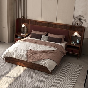 Nuovo Set <span class=keywords><strong>Letto</strong></span> in Legno Massello Stile Cinese con <span class=keywords><strong>Testiera</strong></span> <span class=keywords><strong>Libreria</strong></span> Contenitore, <span class=keywords><strong>Letto</strong></span> <span class=keywords><strong>Matrimoniale</strong></span>/King Size di Lusso per Hotel - Product Image 2