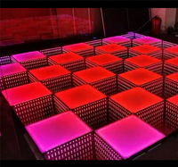 Dalles de piste de danse LED RVB 3-en-1 colorées MISS 2026 pour parcs à thème, scènes, bars et boîtes de nuit, en verre trempé de 10 mm, 500 kg/m², carte SD