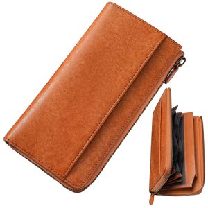 Genuine Leather Japanese Style Men's <b>Wallet</b> <b>Long</b> Zipper Clutch Bag With Rfid Blocking Feature Peacock Green - Product Image 5