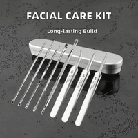 Kit professionnel de traitement de l'acné du visage avec outil pour éliminer les boutons, extracteur de comédons, pinces, étui tout en métal de différentes formes