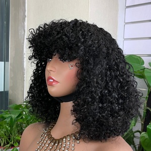 SDD Fringe <b>Wig</b> Super Double Drawn <b>Pixie</b> Curl Fringe <b>Wig</b> 100% Vietnamese Raw Hair <b>Wigs</b> 300% Density - Product Image 4