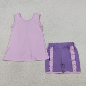 Conjunto sin mangas morado con estampado sólido para niña pequeña GSSO3461 RTS - Venta al por mayor de conjuntos infantiles para niña - Product Image 6