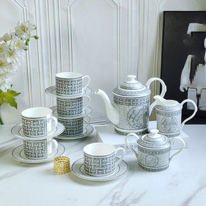 Vente en Gros d'Ustensiles de Cuisine Vaisselle de Luxe Service de Dîner en Mosaïque Service de Vaisselle Gris Royal Western Céramique Bone China 58pcs - Product Image 3