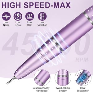 Taladro Eléctrico Profesional para Uñas de 45000 RPM, 11 Brocas, Removedor, Batería Recargable de Alta Capacidad de 4000 mAh - Product Image 2