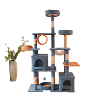 Arbre à chat multi-niveaux intégré avec plateforme de saut, en panneaux de particules, flanelle Teddy et sisal, personnalisable, design minimaliste