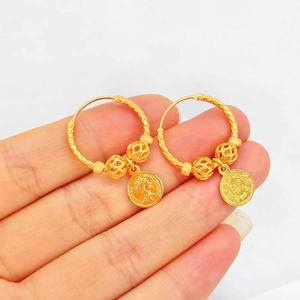 ต่างหูแบบห่วงสไตล์ลำลองสำหรับงานแต่งงานไนจีเรีย ซาอุดีอาระเบีย เครื่องประดับแฟชั่น ต่างหูทองดูไบ ต่างหูทอง 24k - Product Image 2