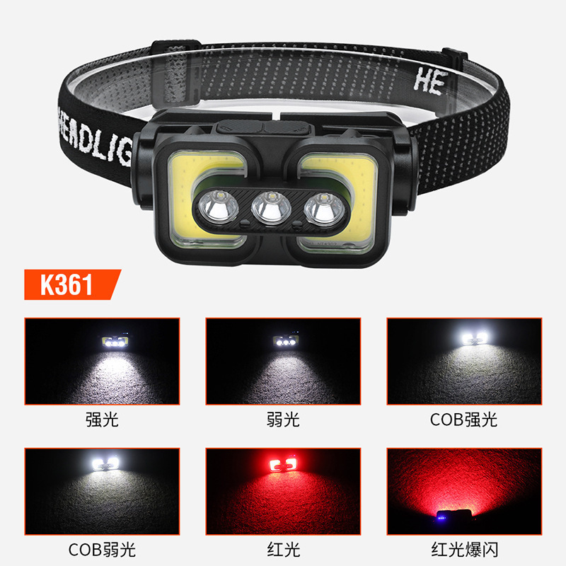 Linterna Frontal K361: Luz Blanca y Roja [Modelo Sensible]