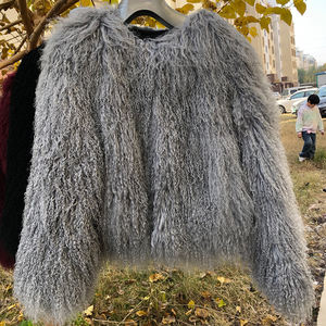 Cappotto in Vera Pelliccia di Pecora Mongola con Collo a O, Personalizzabile, Vendita all'Ingrosso - Product Image 1