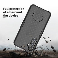 Étui de téléphone combiné 2 en 1 avec clip de ceinture en polycarbonate noir rigide pour Samsung Galaxy S23 FE, motif tressé, support de protection arrière